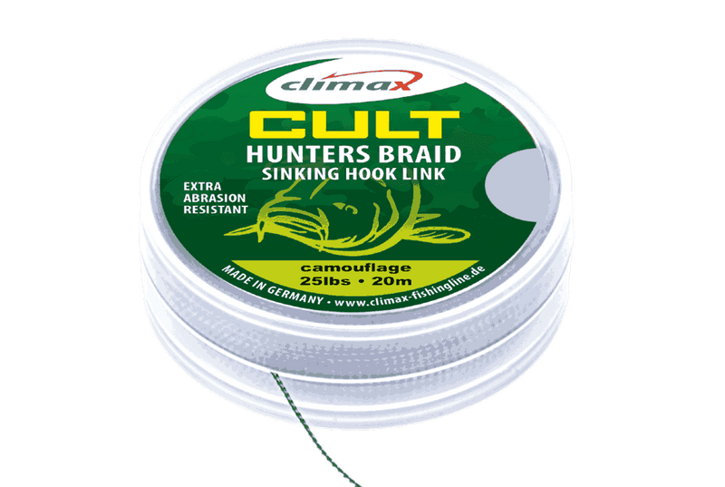 Поводковый материал Climax CULT Hunters Braid, Тест: 25.00 lb, Цвет: Weed (Водоросли)