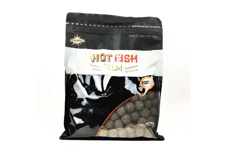 Тонущие бойлы Dynamite Baits Hot Fish & GLM (острая рыба и зеленогубая мидия) 1kg, Диаметр: 15 мм