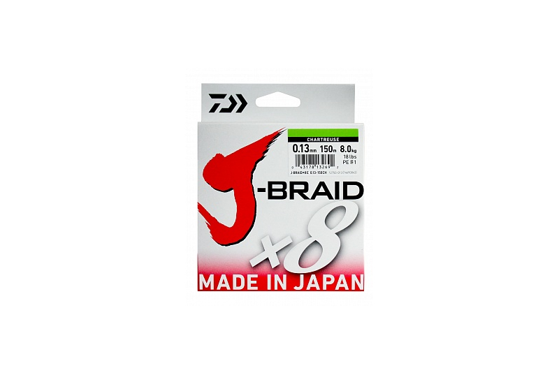 Плетеный шнур Daiwa J-Braid X8 0,18мм 300м (зеленый)