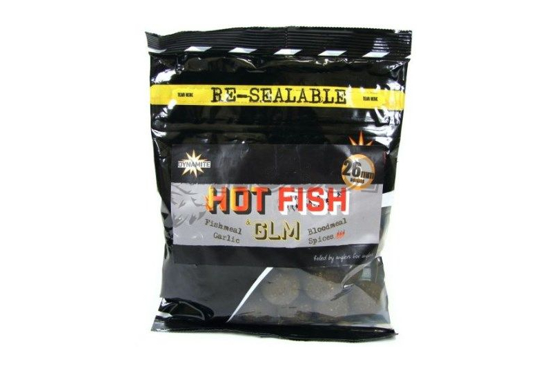 Тонущие бойлы Dynamite Baits Hot Fish & GLM (острая рыба и зеленогубая мидия) 26mm 350g