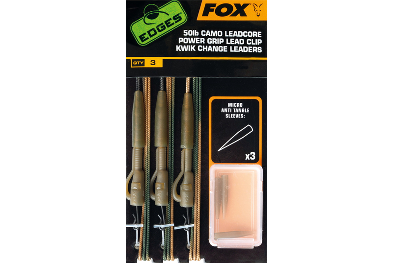 Набор готовых монтажей на безопасной клипсе FOX Camo Leadcore Power Grip Lead Clip Kwik Change Lead 50lb