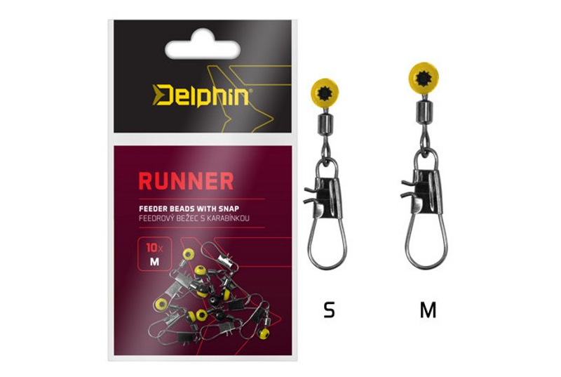 Бусина скользящая с вертлюгом и карабином DELPHIN RUNNER Feeder Runner with Snap, Размер: S