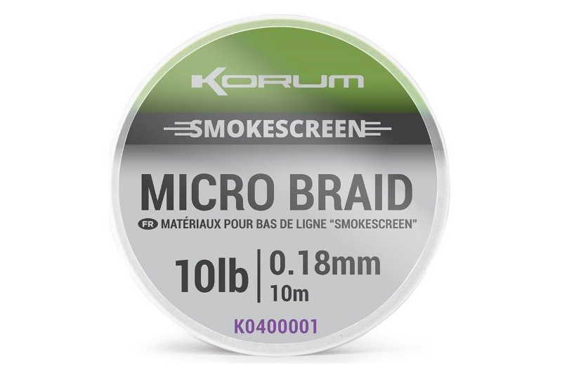 KORUM Поводковый материал SMOKESCREEN MICRO BRAID / 10m / 0.18mm / 10lb (4,5kg)