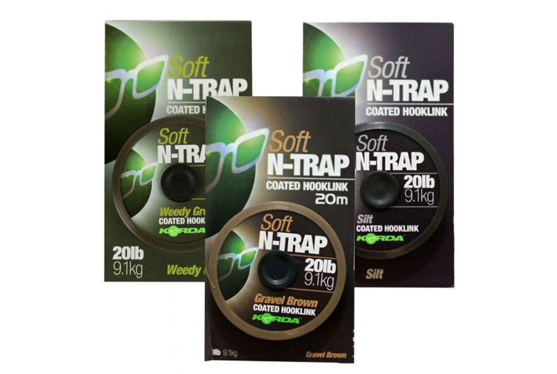 Поводковый материал Korda N-Trap Soft в мягкой оплётке, Тест: 15.00 lb, Цвет: Weed Green