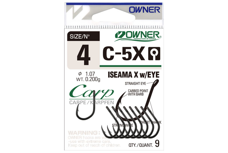 Крючки OWNER C-5X Carp Iseama X w/EYE, Размер крючка: № 8