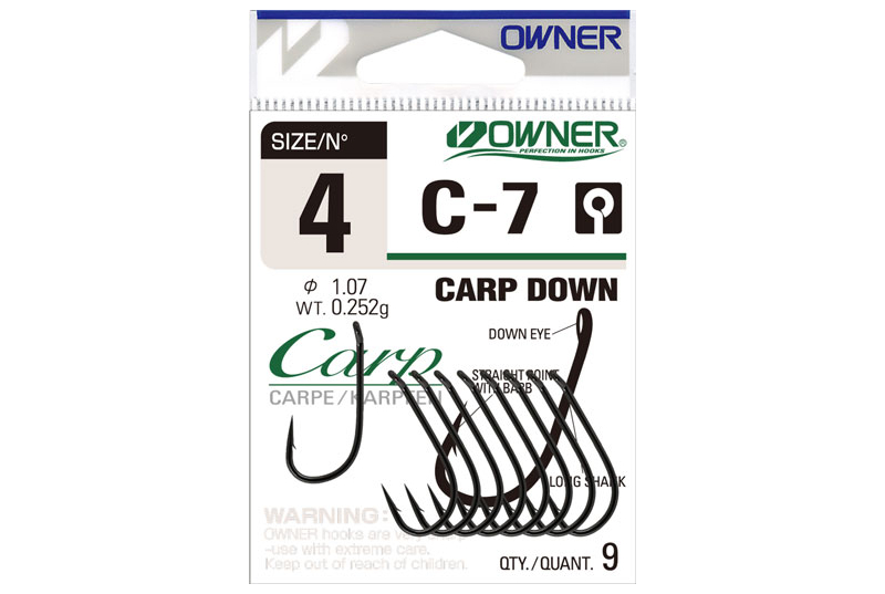 Крючки OWNER C-7 Carp Down, Размер крючка: № 8