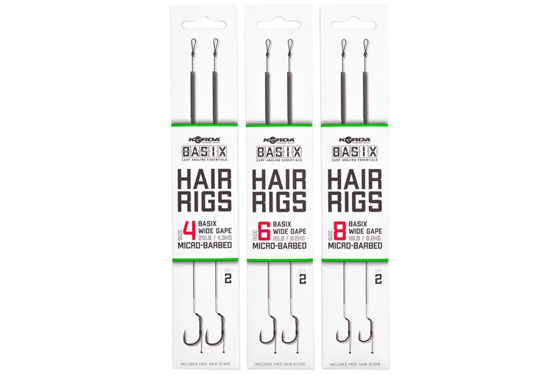Готовый поводок KORDA BASIX Hair Rigs Wide Gape, Тест: 25.00 lb, Размер крючка: № 4