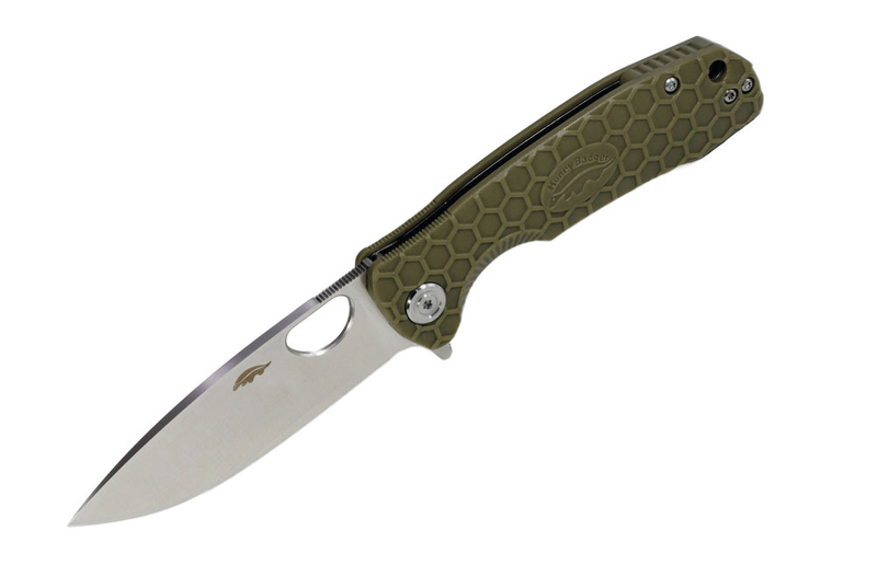 Нож HONEY BADGER Flipper D2 с зелёной рукоятью, Размер: Large 