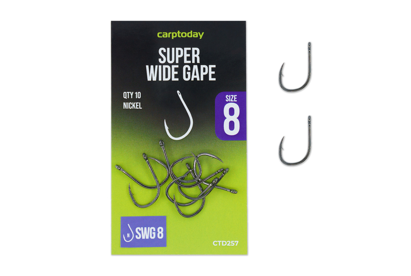 Крючки карповые Carptoday Super Wide Gape Nickel, Размер крючка: № 8