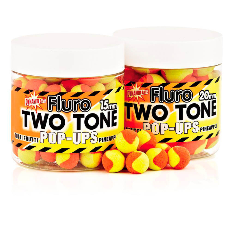 Плавающие бойлы Dynamite Baits Two Tone Fluro Tutti Frutti & Pineapple Pop-Ups (тутти-фрутти и ананас), Диаметр: 15 мм