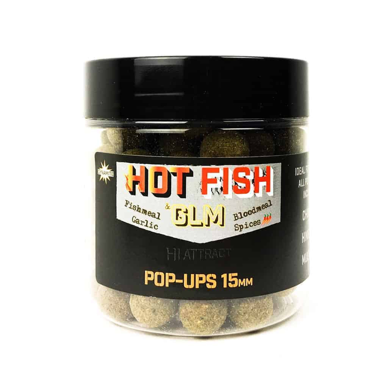 Плавающие бойлы Dynamite Baits Hot Fish & GLM Pop-Up (острая рыба и зеленогубая мидия) 15mm