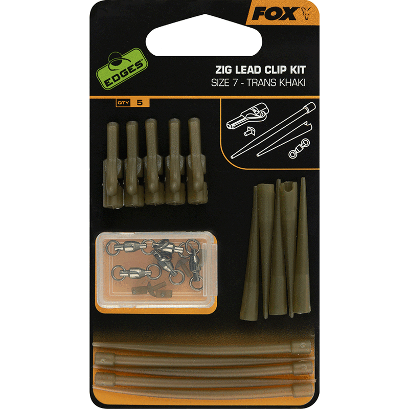 Комплект для ловли на зиг-риг FOX Zig Lead Clip Kit Trans Khaki EDGES