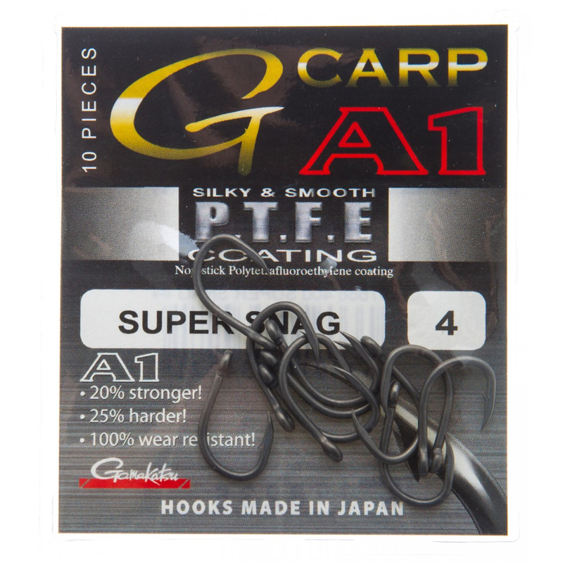 Крючки Gamakatsu A1 G-CARP SUPER SNAG PTFE, Размер: 6