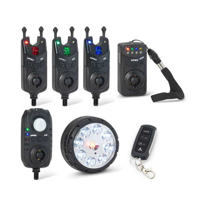 Комплект сигнализаторов с пейджером, датчиком и лампой ANACONDA VIPEX RS Pro Set, Набор : 4 + 1 + 1 + 1