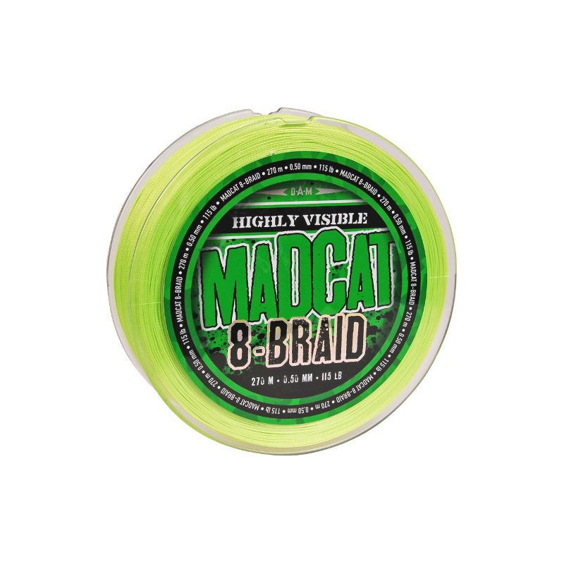 Леска плетеная MADCAT® 8-BRAID HI-VIS YELLOW - 0.50mm / 115lb / 270m