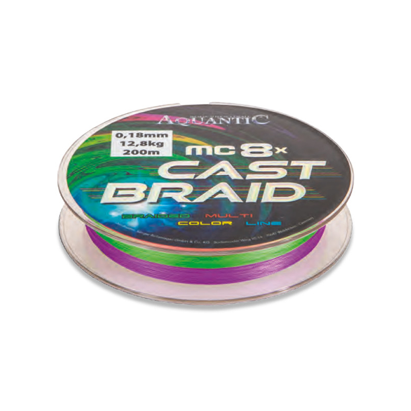 Леска морская плетеная AQUANTIC® 8x MC Cast Braid - 0.13mm / 9.2kg / 200m - Multicolor