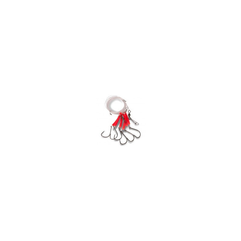 Оснастка морская AQUANTIC® Redfish System Circle Hook Rig - №6/0 / 0.80 / 600cm - Fluo Red