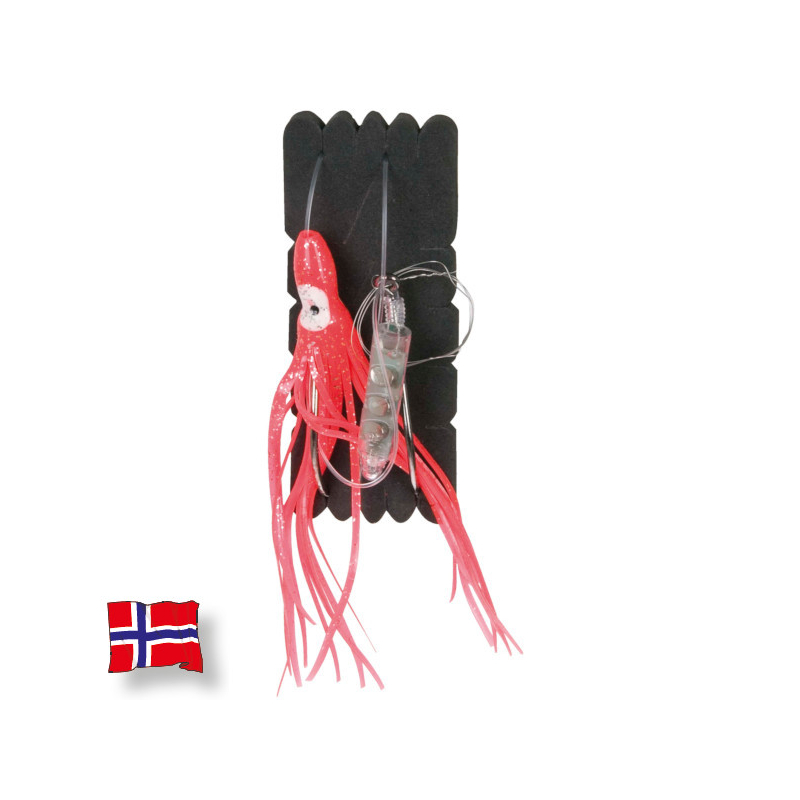 Оснастка морская AQUANTIC® Flashlight Octopus Rig - №12/0 + 12/0 / 70cm / 1.2mm