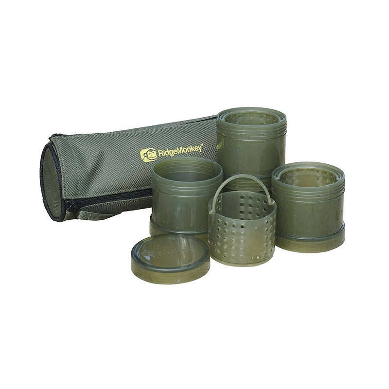 Компактный набор баночек для насадок в чехле Ridge Monkey Modular Hookbait Pots, Цвет: Зелёный
